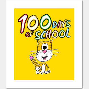 100 Days Of School Cat Kindergarten 2022 Posters and Art